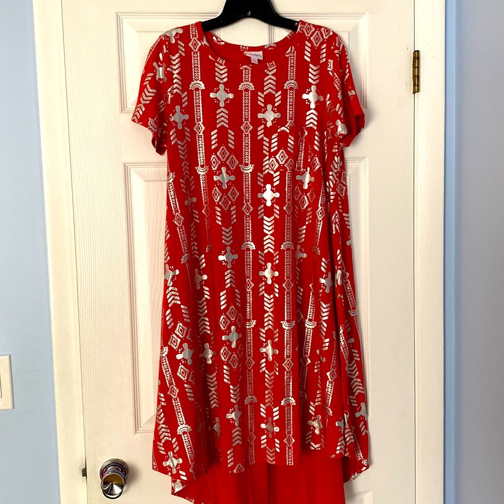 Silver print red T-Shirt dress